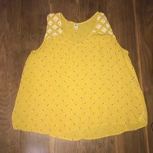 Mustard Yellow Sleeveless Floral Print Top